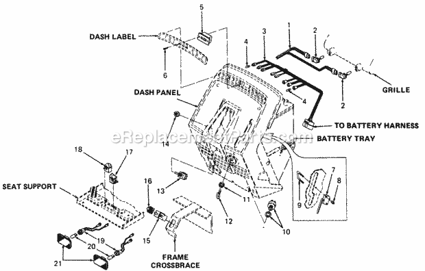 Electrical Diagram and Parts List for 1882 800000-821059, 140-721-100, 141-721-100 Cub Cadet Lawn Tractor